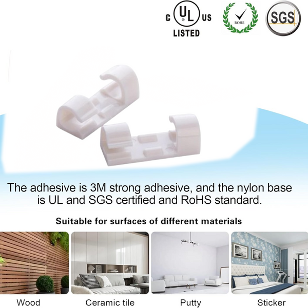 Self-Adhesive Cable Clips – Round Plastic Wire Holder for Cord Management (Pack of 20)