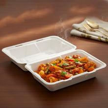 Vegnar Premium Bagasse Clamshell Food Box (10 Pc, 9x6 Inch)