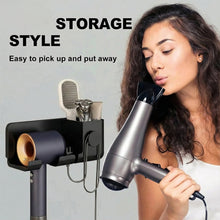 Wall Mounted Hair Dryer Holder with Multipurpose Organizer Shelf and Hook